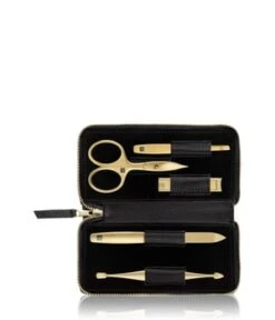 Zwilling Twinox Gold Edition Maniküre Pediküre Set 5tlg. Mit Kombi-Nagelschere, Leder, Schwarz Maniküre-Set